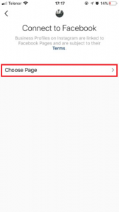 Connect to Facebook - Choose page