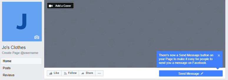 A final touch before you finish creating your page: A button, that is right below your cover photo
