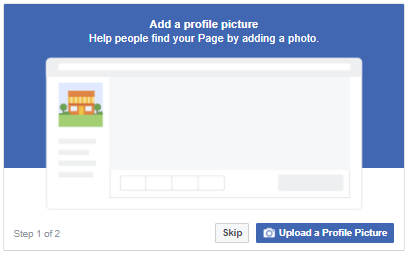 add a profile photo and a cover photo at this step