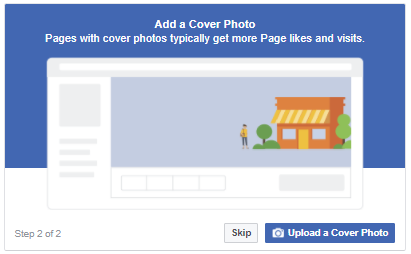 add a profile photo and a cover photo at this step