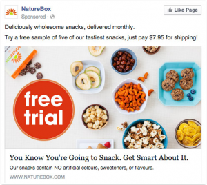 Naturebox ad on Facebook