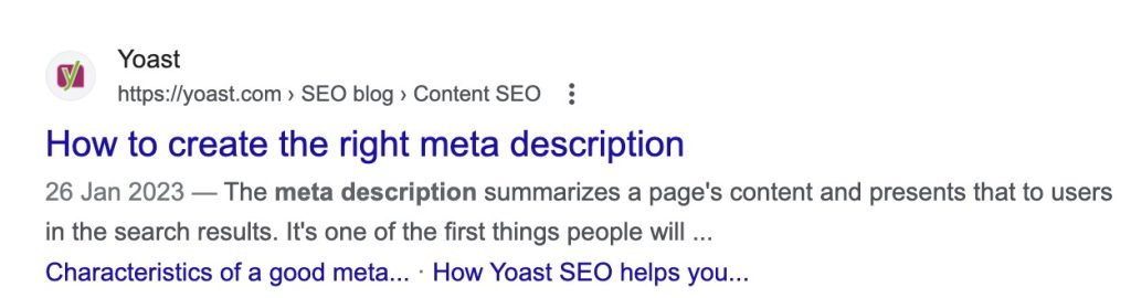 A metadescription on Google Search results page