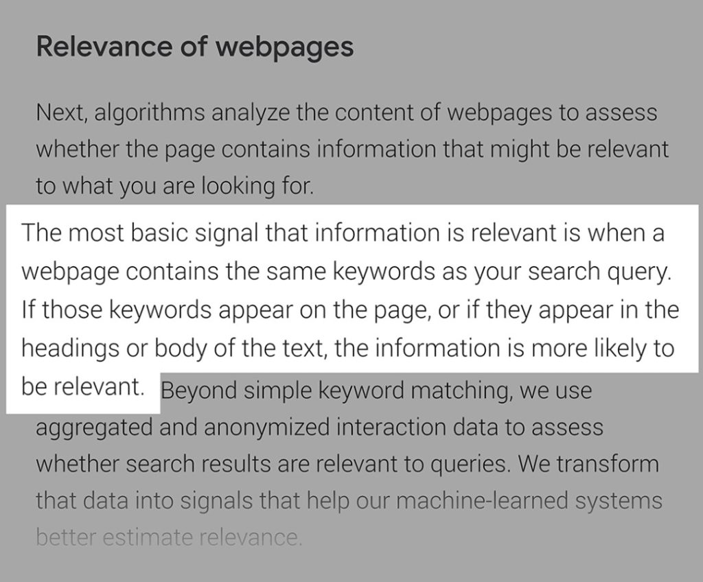 Relevance of Webpages