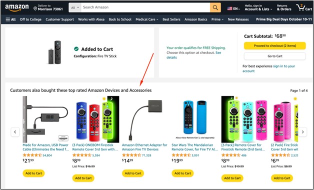 Product recommendations on Amazon