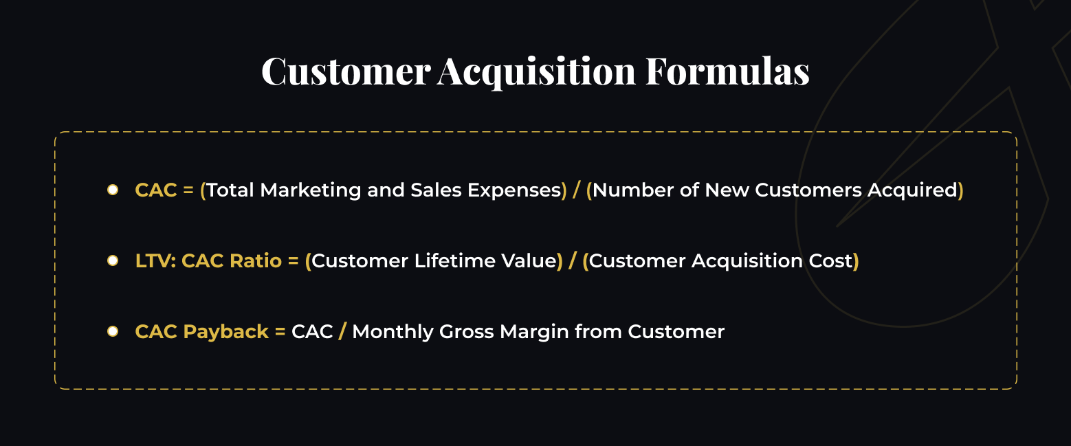Customer Acquisition Cost Formulas