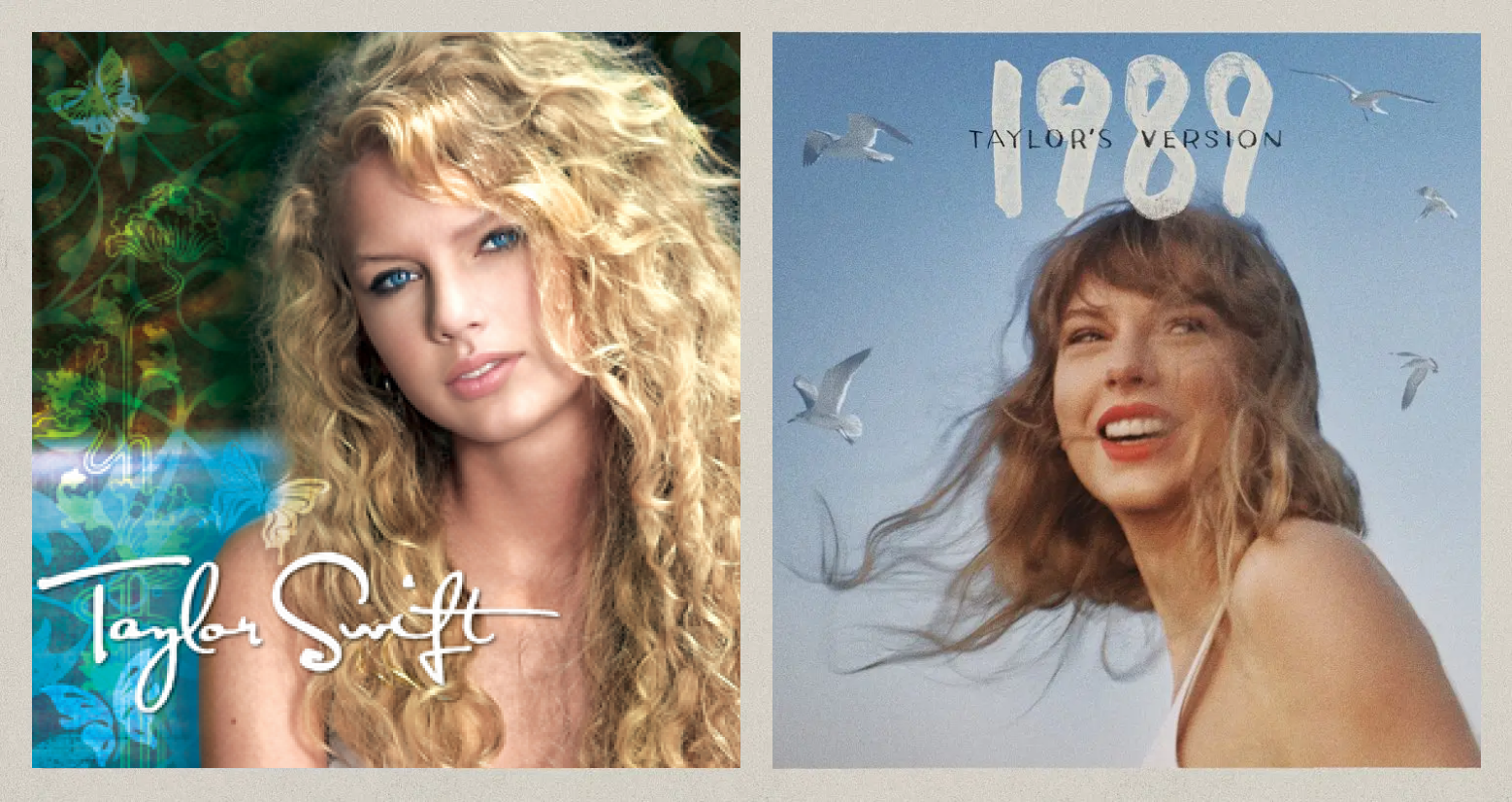 Taylor Swift's first and latest album cover